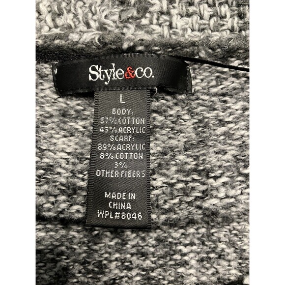 Style & Co Women's Gray/Black Combo Short Sleeve Tunic Sweater Size:  L - Picture 2 of 7